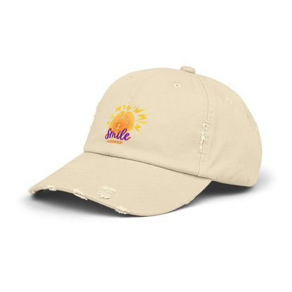 SMILE #UWokeUp Distressed Ball Cap