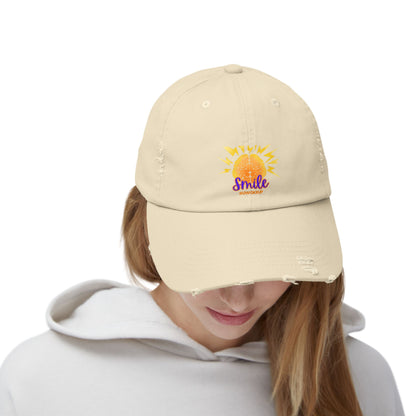 SMILE #UWokeUp Distressed Ball Cap