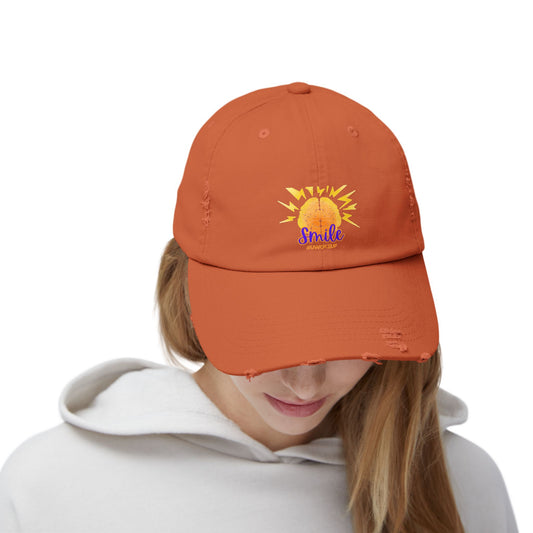 SMILE #UWokeUp Distressed Ball Cap