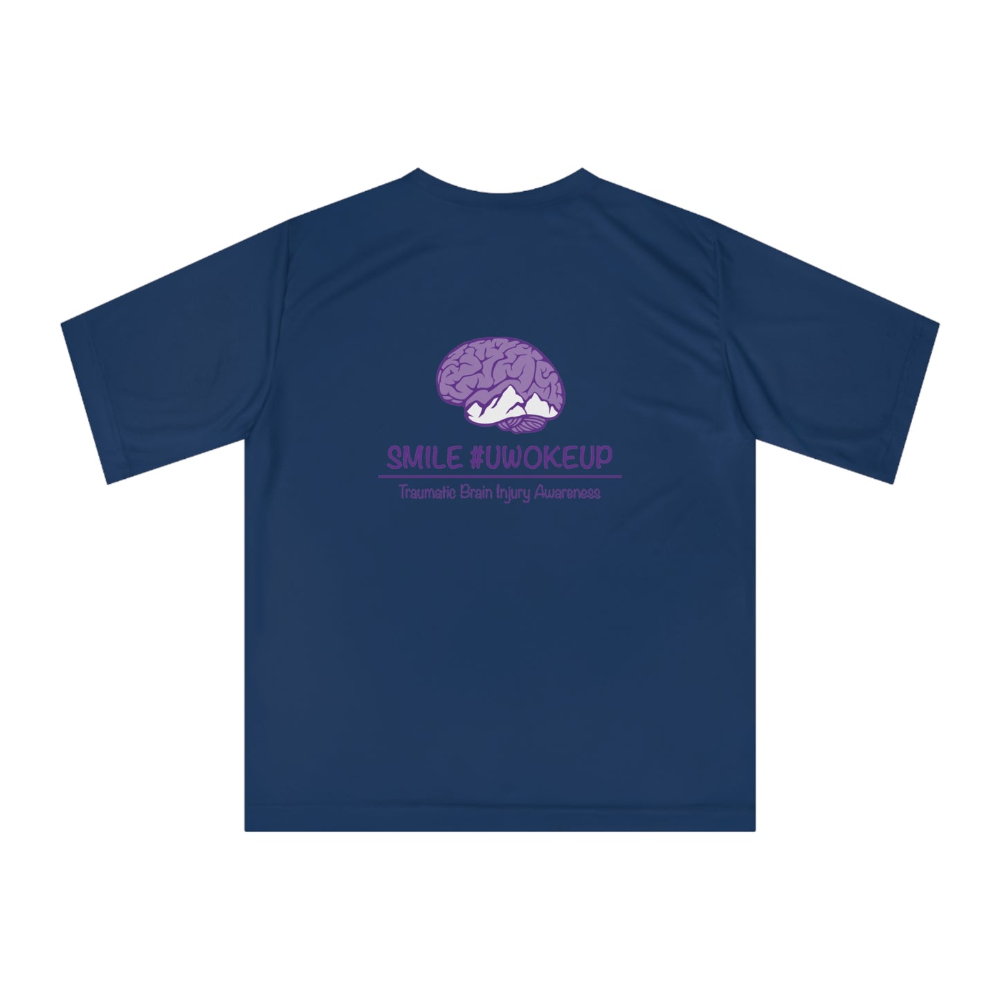 Traumatic Brain Injury Awareness Performance T‑Shirt — “SMILE #UWOKEUP”