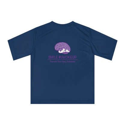 Traumatic Brain Injury Awareness Performance T‑Shirt — “SMILE #UWOKEUP”