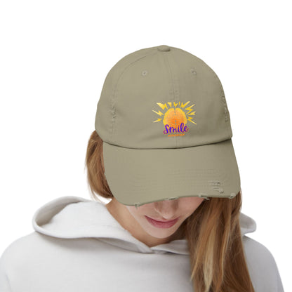 SMILE #UWokeUp Distressed Ball Cap