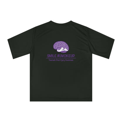 Traumatic Brain Injury Awareness Performance T‑Shirt — “SMILE #UWOKEUP”