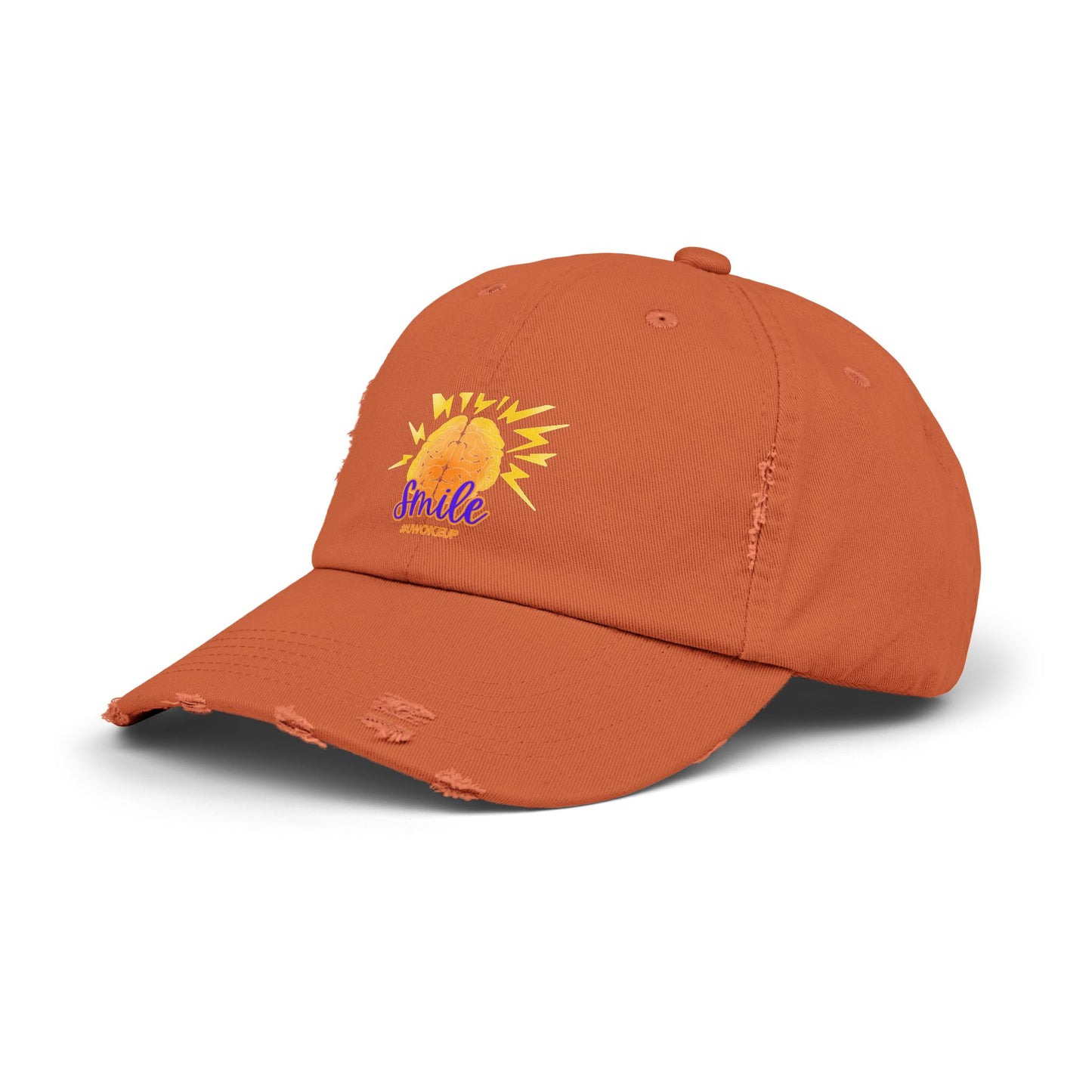 SMILE #UWokeUp Distressed Ball Cap