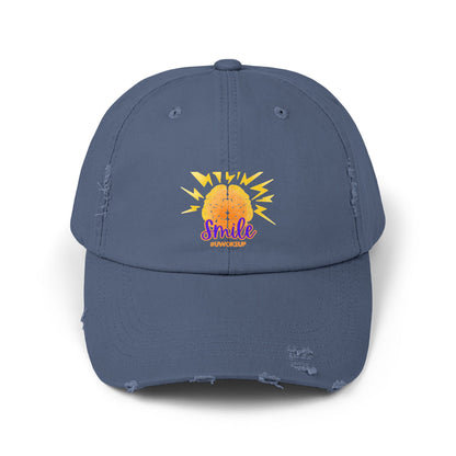 SMILE #UWokeUp Distressed Ball Cap