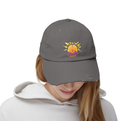 SMILE #UWokeUp Distressed Ball Cap