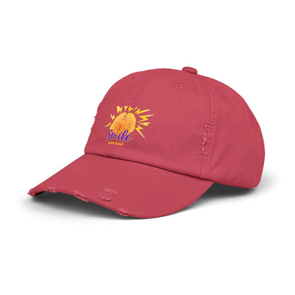 SMILE #UWokeUp Distressed Ball Cap