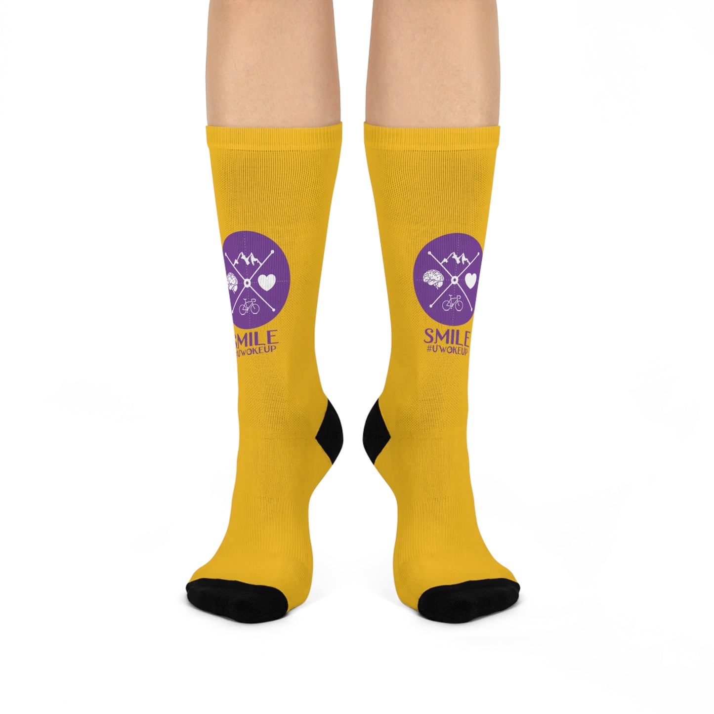 SMILE #UWokeUp Cushioned Crew Socks — Cozy