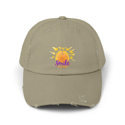 Smile #UWokeUp Distressed Ball Cap