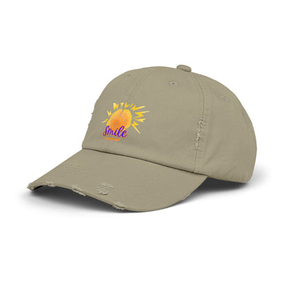 SMILE #UWokeUp Distressed Ball Cap