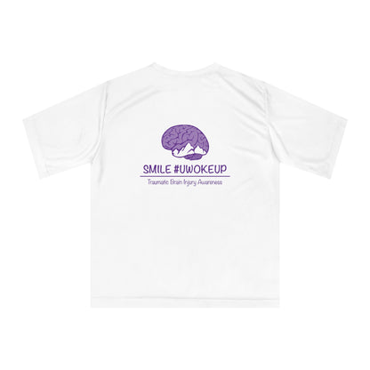 Traumatic Brain Injury Awareness Performance T‑Shirt — “SMILE #UWOKEUP”