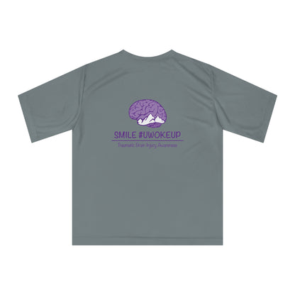 Traumatic Brain Injury Awareness Performance T‑Shirt — “SMILE #UWOKEUP”