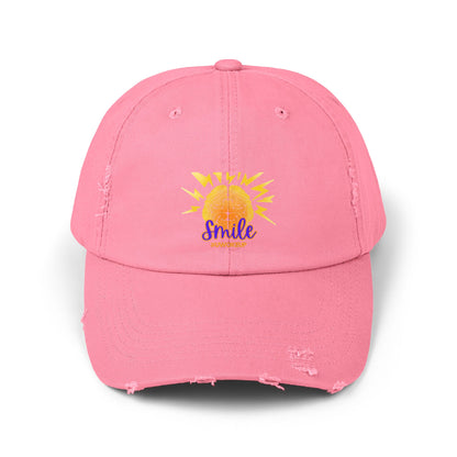 SMILE #UWokeUp Distressed Ball Cap